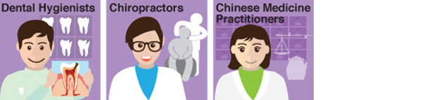 Dental Hygienists, Chiropractors, Chinese Medicine
Practitioners